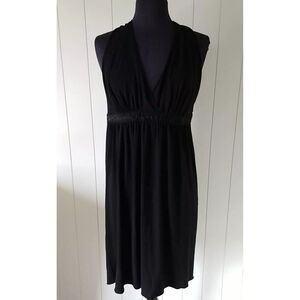 Studio M Halter Dress Women's Large Black Sleeveless Stretch Resort Night Out